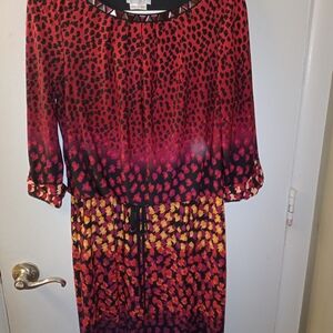 London Times Red and Black Patterned Dress